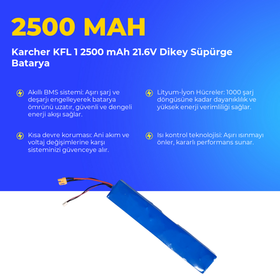Karcher KFL 1 2500 mAh 21.6V Dikey Süpürge Batarya