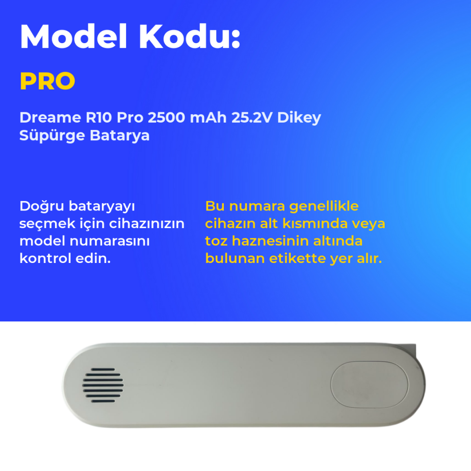 Dreame R10 Pro 2500 mAh 25.2V Dikey Süpürge Batarya