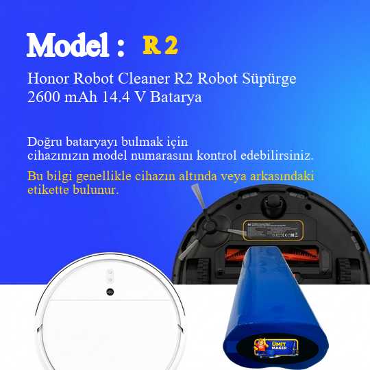 Honor Robot Cleaner R2 Robot Süpürge 2600 mAh 14.4V Batarya