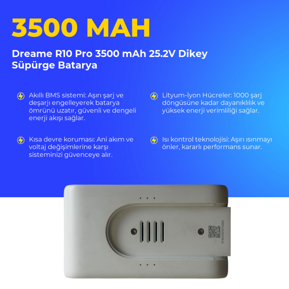 Dreame R10 Pro 3500 mAh 25.2V Dikey Süpürge Batarya