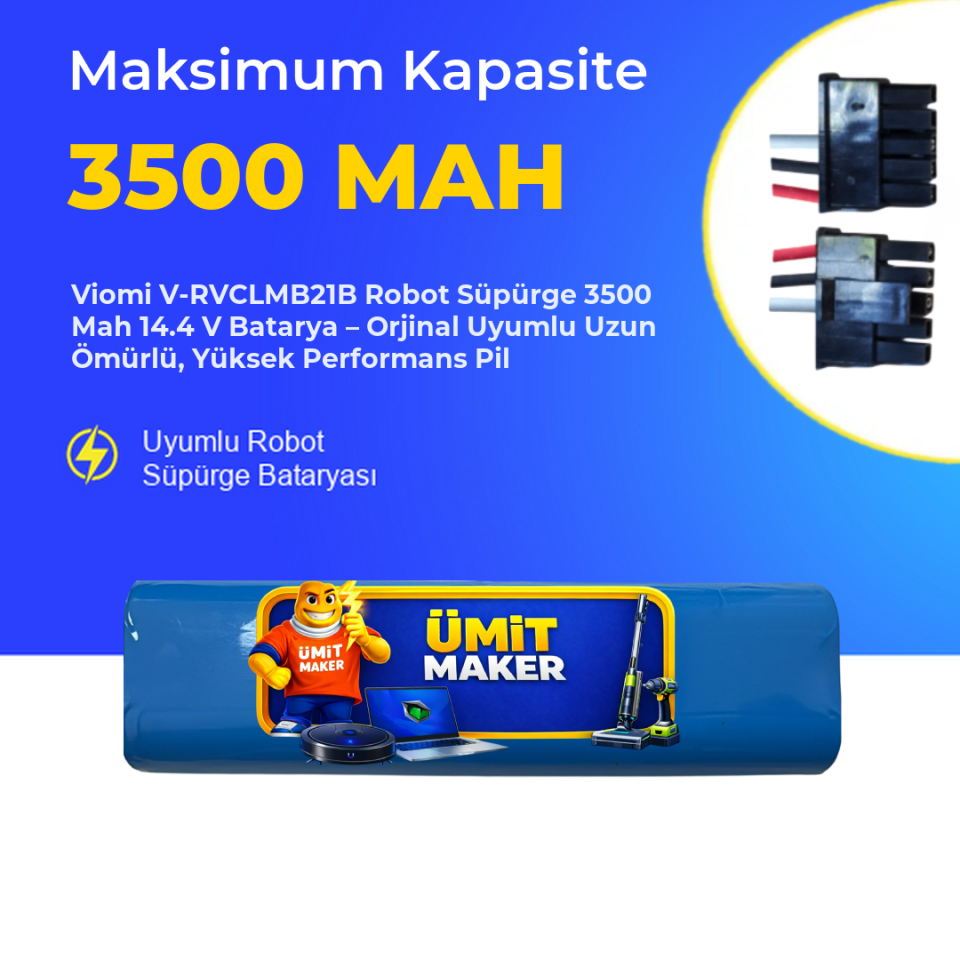 Viomi V-RVCLMB21B 3500 Mah 14.4 V Batarya – Orjinal Uyumlu Uzun Ömürlü, Yüksek Performans Pil