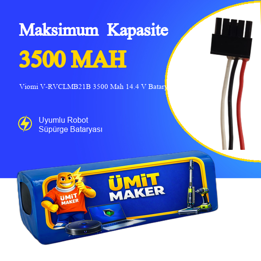 Viomi V-RVCLMB21B 3500 Mah 14.4 V Batarya – Orjinal Uyumlu Uzun Ömürlü, Yüksek Performans Pil
