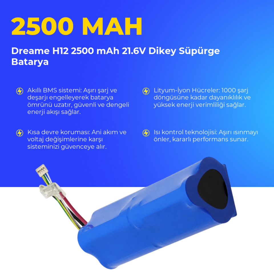 Dreame H12 2500 mAh 21.6V Dikey Süpürge Batarya