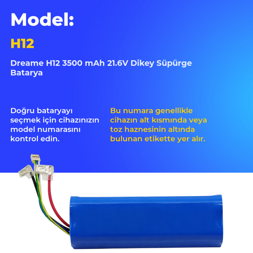Dreame H12 3500 mAh 21.6V Dikey Süpürge Batarya
