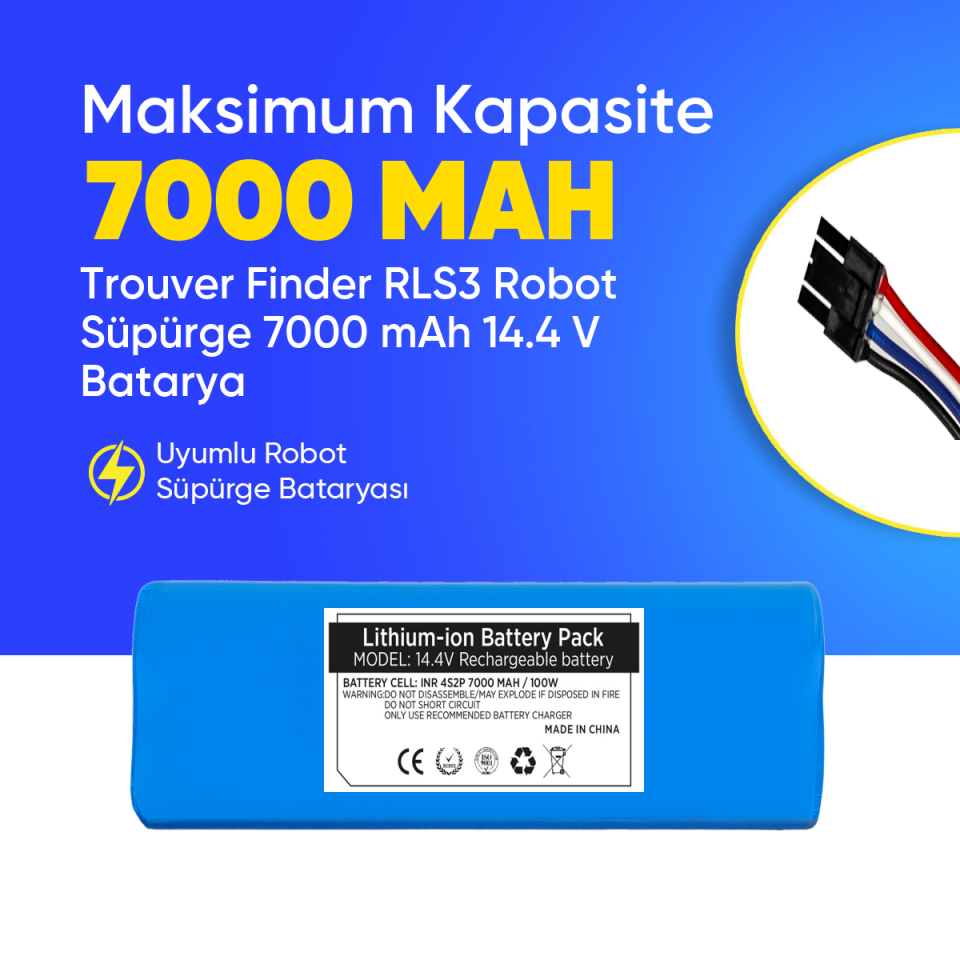 Trouver Finder RLS3 Robot Süpürge 7000 mAh 14.4 V  Batarya – Orjinal Uyumlu Uzun Ömürlü, Yüksek Performans Pil