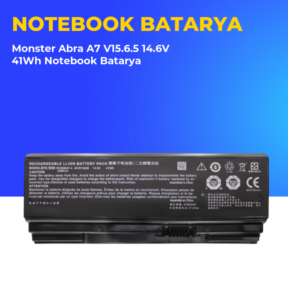 Monster Abra A7 V15.6.5 14.6V 41Wh Notebook Batarya