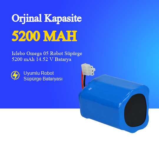 Iclebo Omega 05 Robot Süpürge 5200 mAh 14.52V Batarya