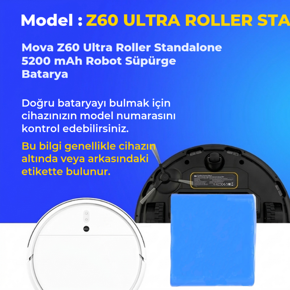Mova Z60 Ultra Roller Standalone 5200 mAh Robot Süpürge Batarya