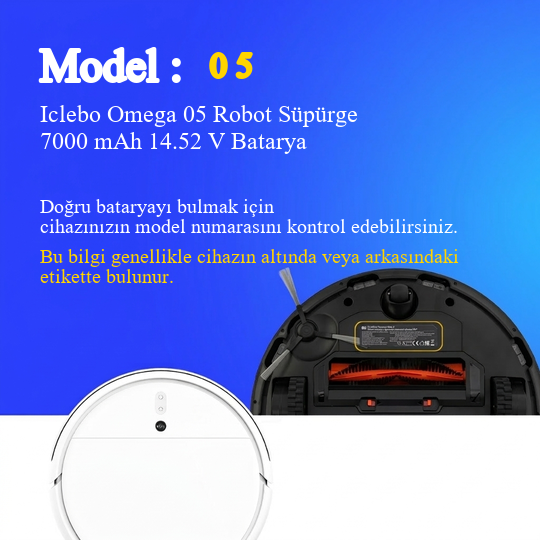 Iclebo Omega 05 Robot Süpürge 7000 mAh 14.52V Batarya
