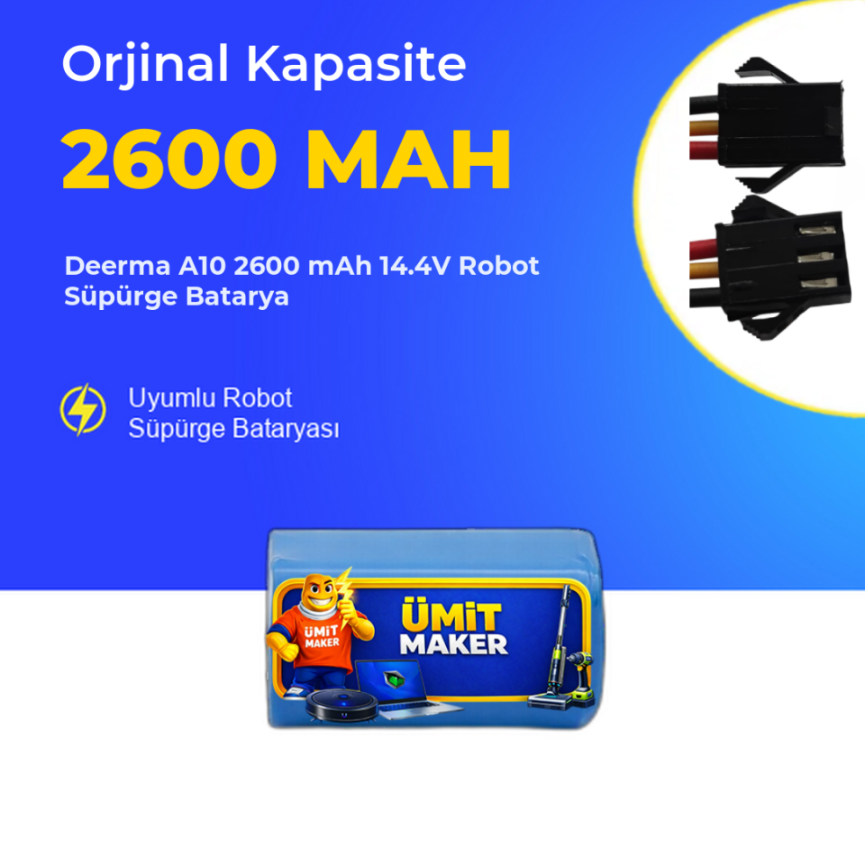 Deerma A10 2600 mAh 14.4V Robot Süpürge Batarya