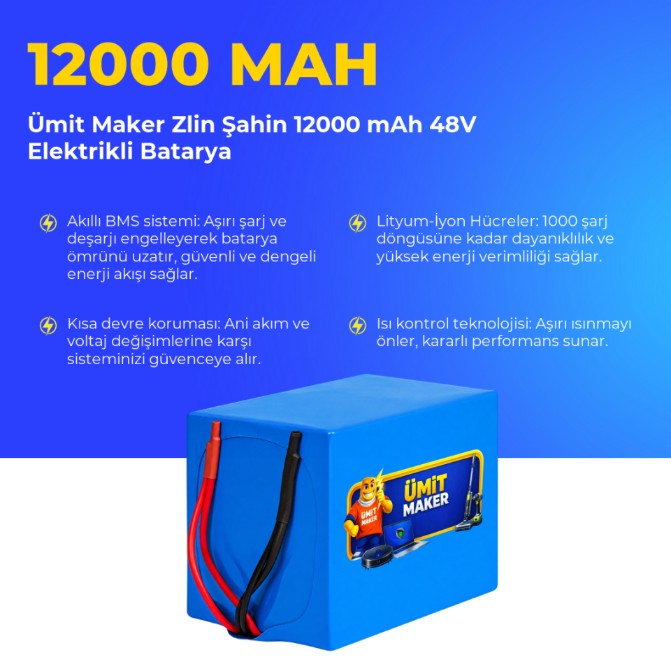 Zlin Şahin 12000 mAh 48V Elektrikli Batarya