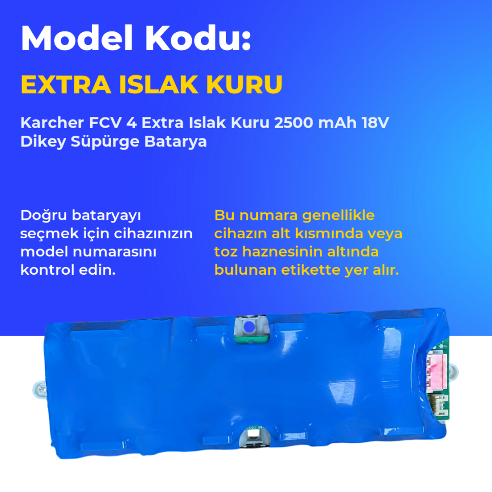 Karcher FCV 4 Extra Islak Kuru 2500 mAh 18V Dikey Süpürge Batarya