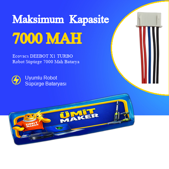 DEEEcovacs BOT X1 TURBO 7000 Mah Uyumlu Uzun Ömürlü, Yüksek Performans Pil