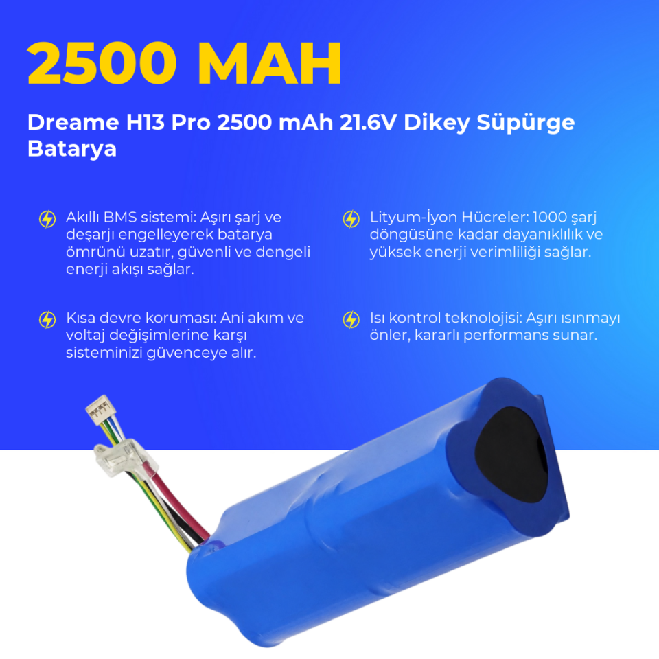 Dreame H13 Pro 2500 mAh 21.6V Dikey Süpürge Batarya