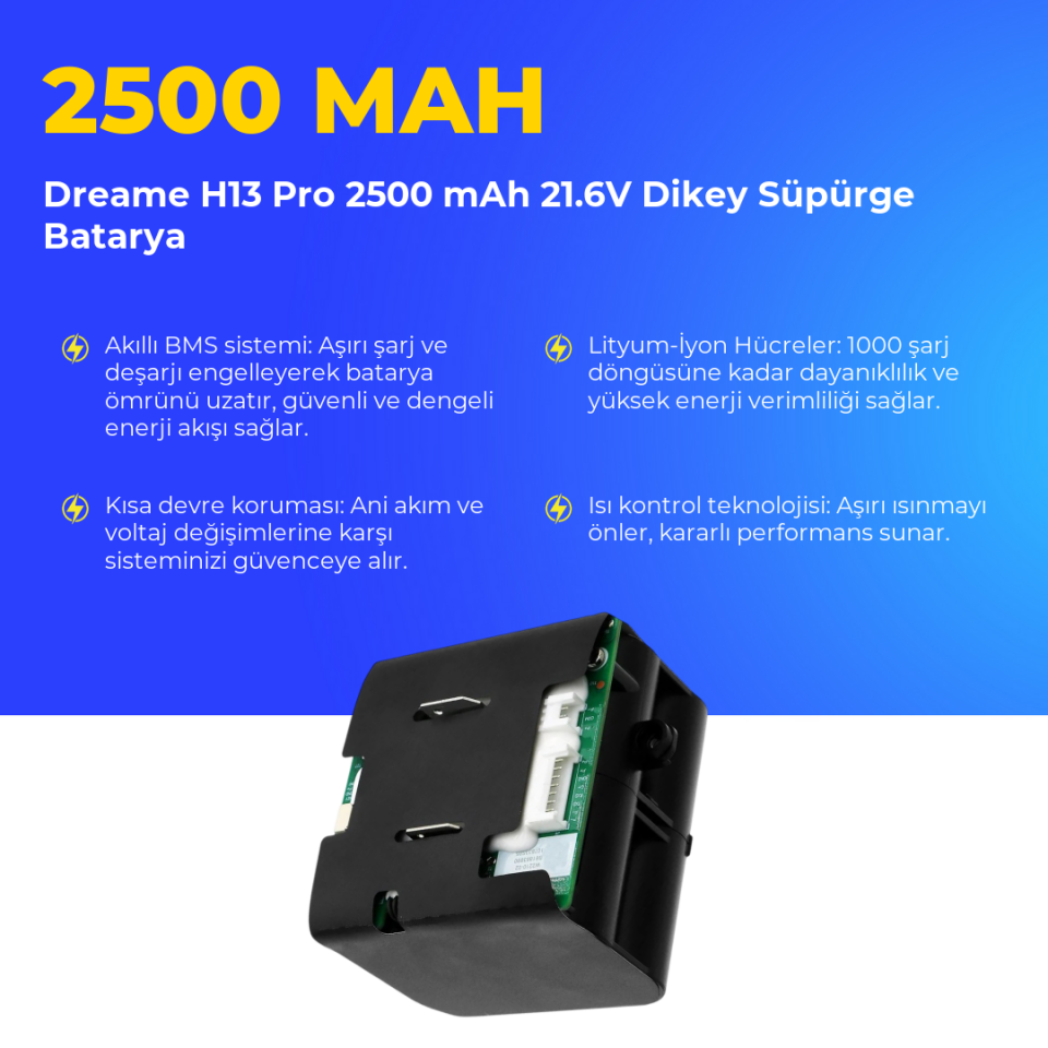 Dreame H13 Pro 2500 mAh 21.6V Dikey Süpürge Batarya