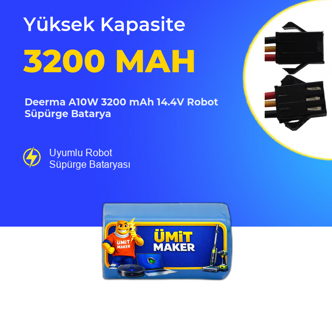 Deerma A10W 3200 mAh 14.4V Robot Süpürge Batarya