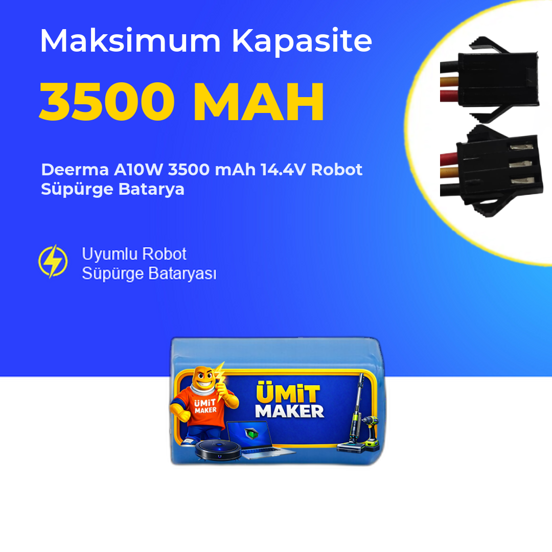 Deerma A10W 3500 mAh 14.4V Robot Süpürge Batarya