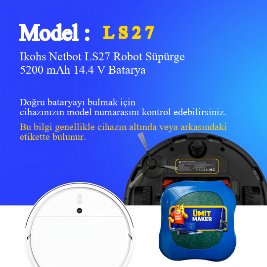 Ikohs Netbot LS27 Robot Süpürge 5200 mAh 14.4V Batarya