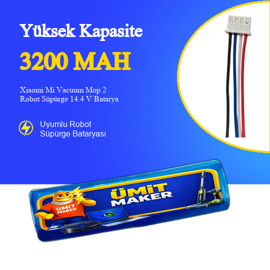 Xiaomi Mi Vacuum Mop 2 Robot Süpürge 3200 Mah 14.4 V Batarya – Orjinal Uyumlu Uzun Ömürlü, Yüksek Performans Pil