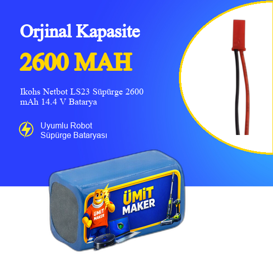 Ikohs Netbot LS23 Süpürge 2600 mAh 14.4V Batarya