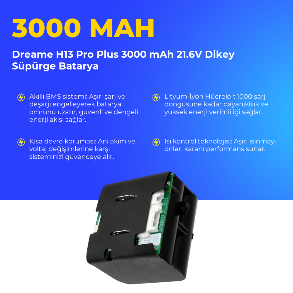 Dreame H13 Pro Plus 3000 mAh 21.6V Dikey Süpürge Batarya