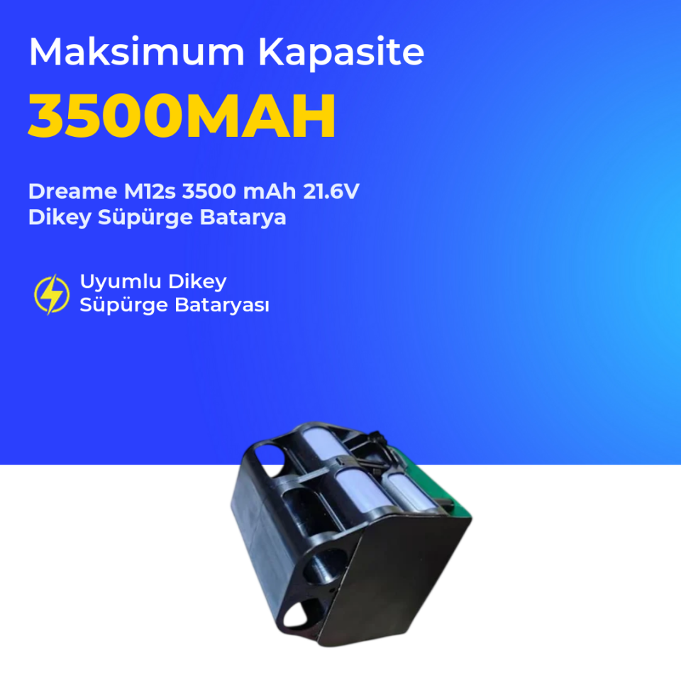 Dreame M12s 3500 mAh 21.6V Dikey Süpürge Batarya