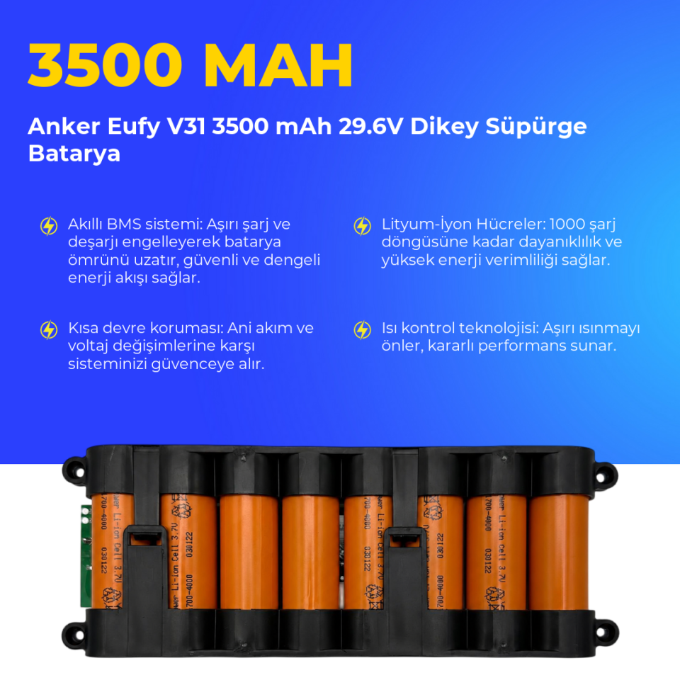 Anker Eufy V31 3500 mAh 29.6V Dikey Süpürge Batarya