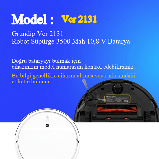 Grundig Vcr 2131 Robot Süpürge 3500 Mah 10,8 V Batarya – Orjinal Uyumlu Uzun Ömürlü, Yüksek Performans Pil