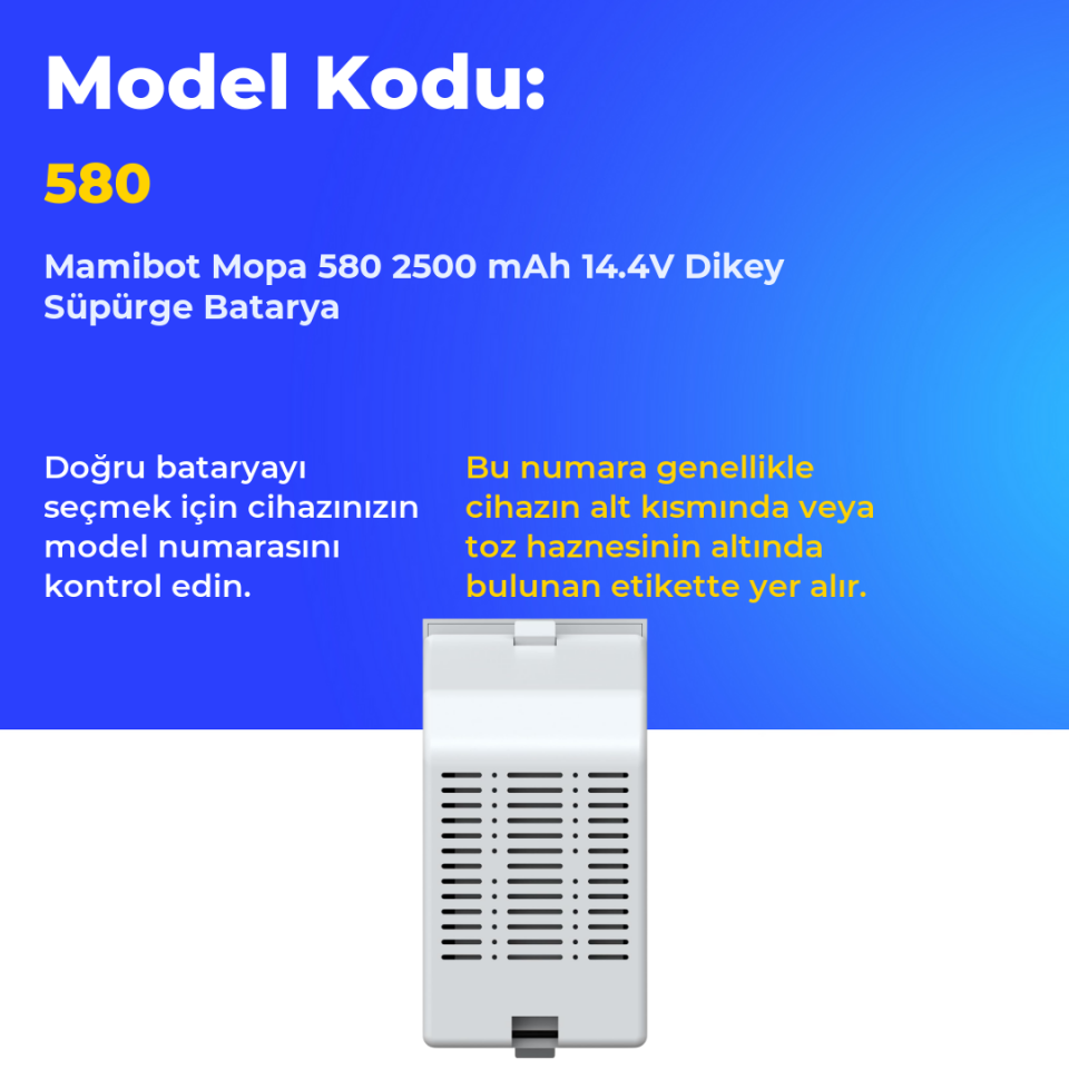 Mamibot Mopa 580 2500 mAh 14.4V Dikey Süpürge Batarya