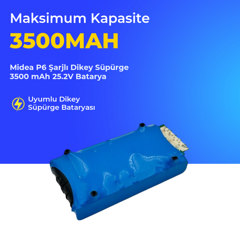 Midea P6 Şarjlı Dikey Süpürge 3500 Mah 25,2 V Batarya