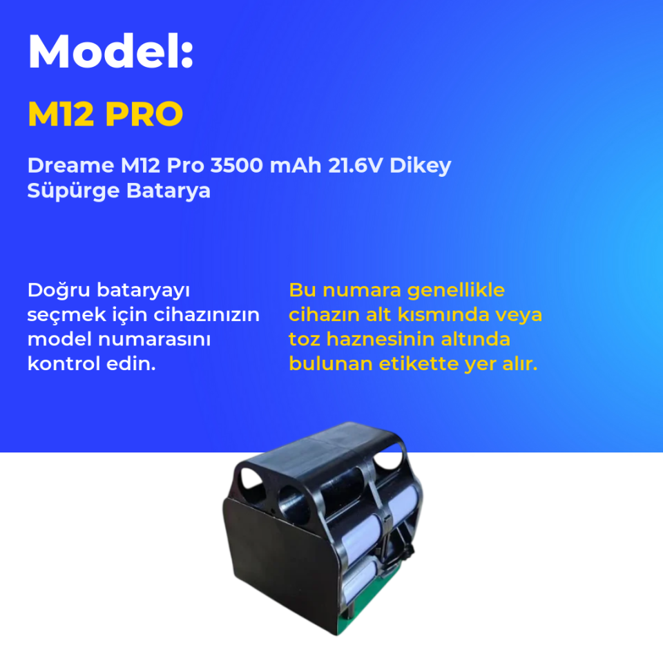 Dreame M12 Pro 3500 mAh 21.6V Dikey Süpürge Batarya