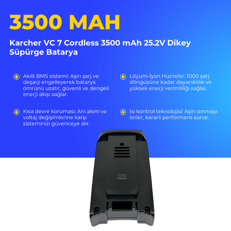 Karcher VC 7 Cordless 3500 mAh 25.2V Dikey Süpürge Batarya