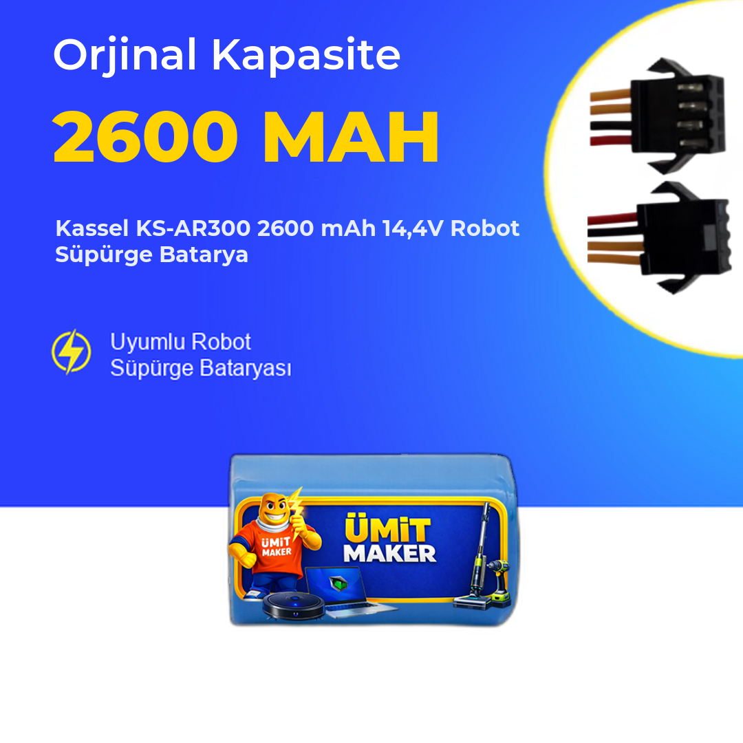 Kassel KS-AR300 2600 mAh 14,4V Robot Süpürge Batarya
