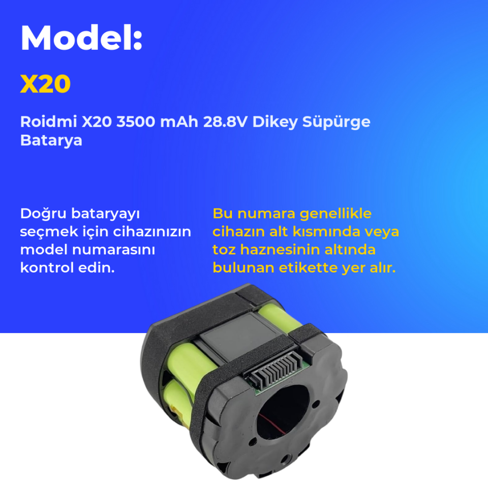 Roidmi X20 3500 mAh 28.8V Dikey Süpürge Batarya