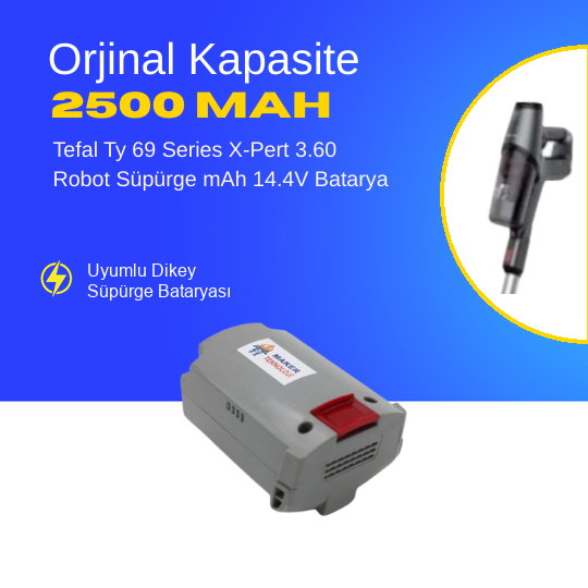 Tefal Ty 69 Series X-Pert 3.60 Robot Süpürge  mAh 14.4V  Batarya – Orjinal Uyumlu Uzun Ömürlü, Yüksek Performans Pil