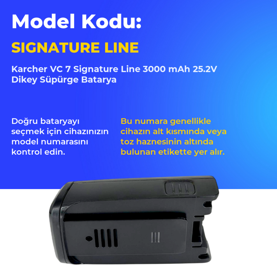 Karcher VC 7 Signature Line 3000 mAh 25.2V Dikey Süpürge Batarya