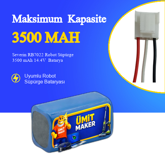Severin RB7022 Robot Süpürge 3500 mAh 14.4V  Batarya – Orjinal Uyumlu Uzun Ömürlü, Yüksek Performans Pil