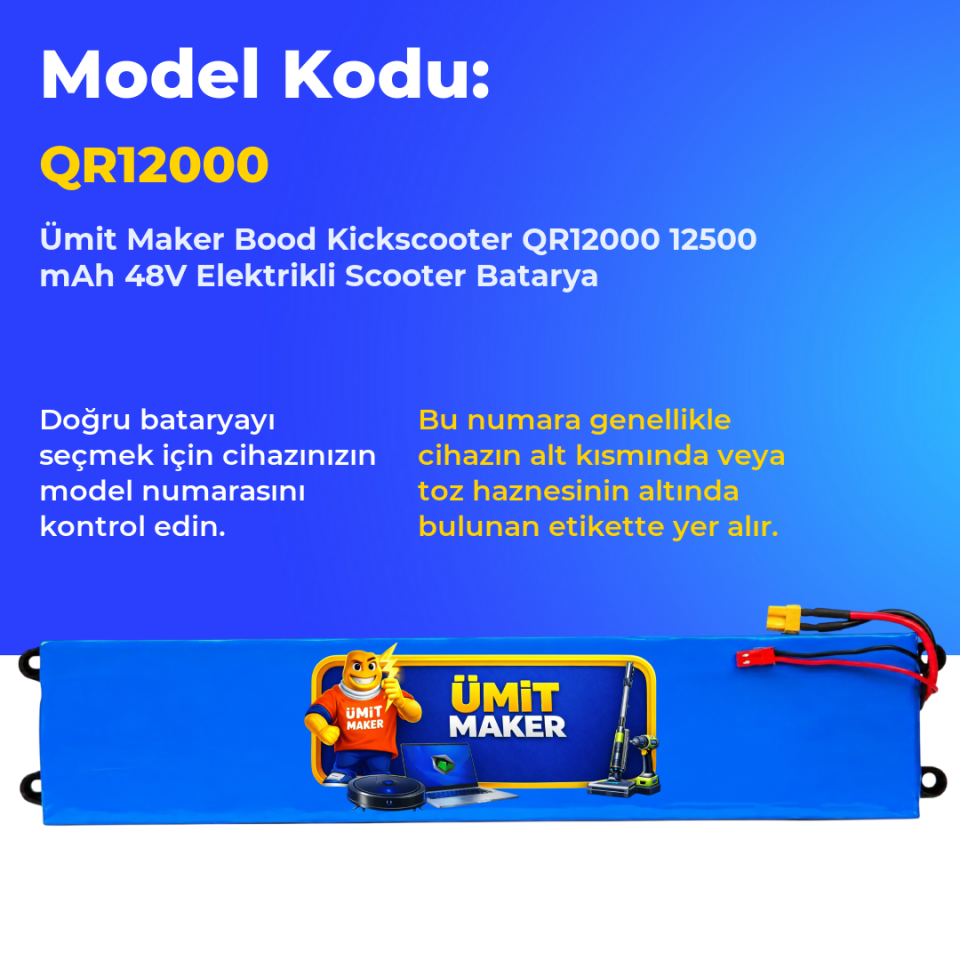 Bood Kickscooter QR12000 12500 mAh 48V Elektrikli Scooter Batarya