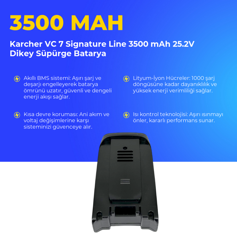 Karcher VC 7 Signature Line 3500 mAh 25.2V Dikey Süpürge Batarya