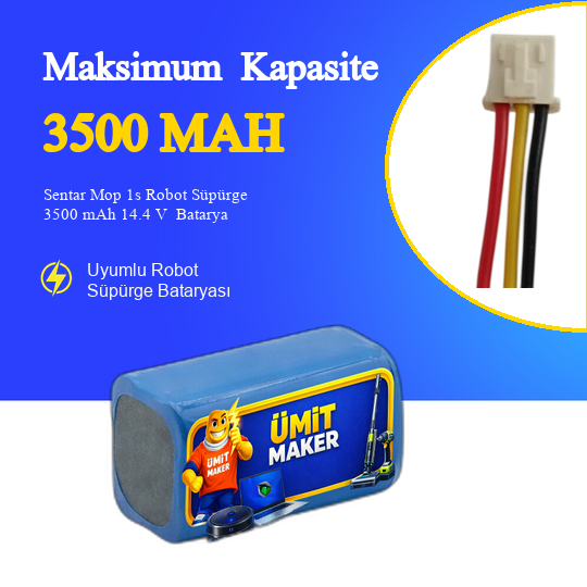 Sentar Mop 1s Robot Süpürge 3500 mAh 14.4 V  Batarya – Orjinal Uyumlu Uzun Ömürlü, Yüksek Performans Pil