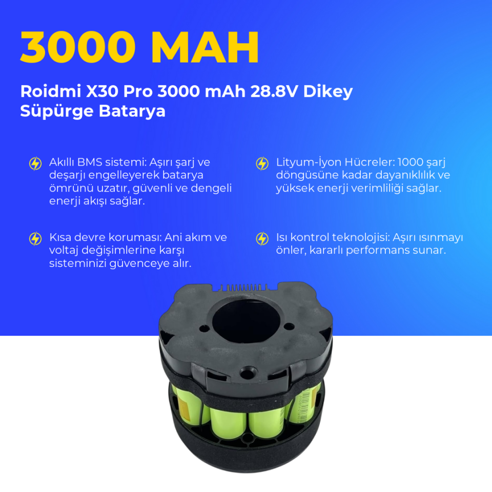 Roidmi X30 Pro 3000 mAh 28.8V Dikey Süpürge Batarya