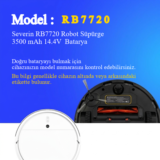 Severin RB7720 Robot Süpürge 3500 mAh 14.4V  Batarya – Orjinal Uyumlu Uzun Ömürlü, Yüksek Performans Pil