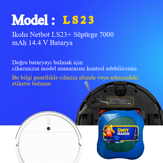 Ikohs Netbot LS23+ Süpürge 7000 mAh 14.4V Batarya