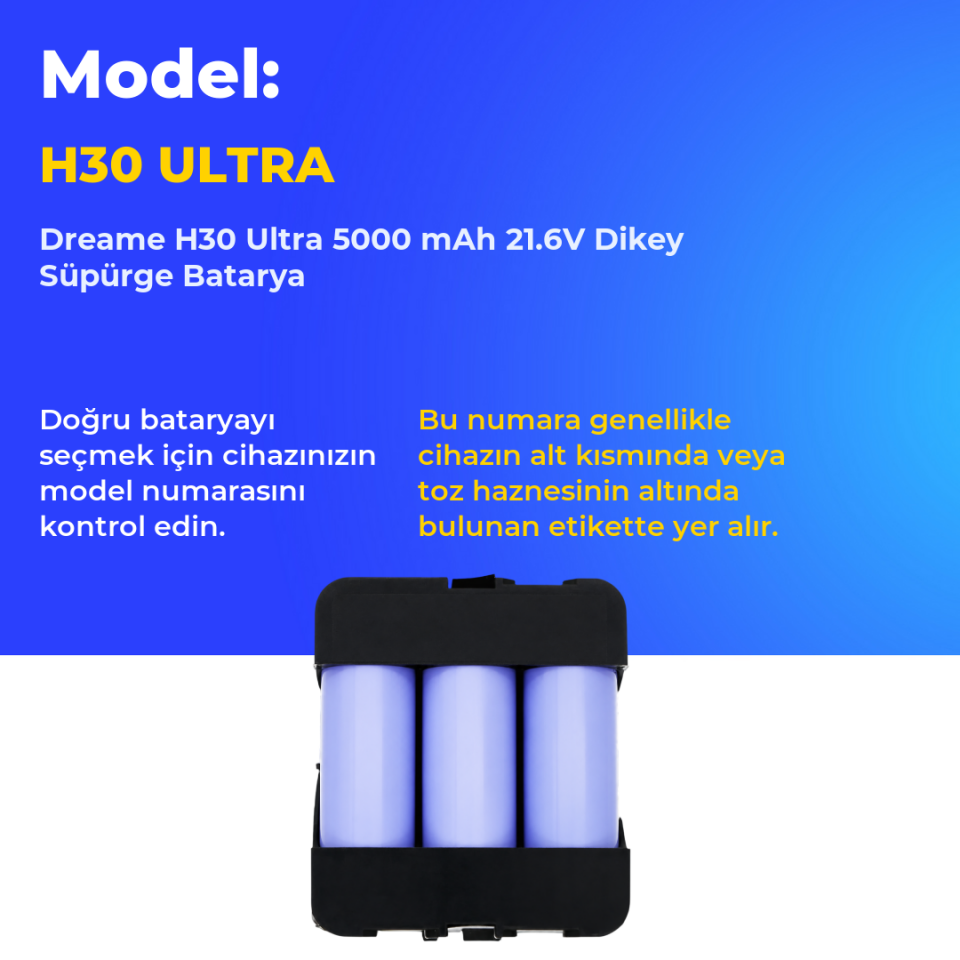 Dreame H30 Ultra 5000 mAh 21.6V Dikey Süpürge Batarya