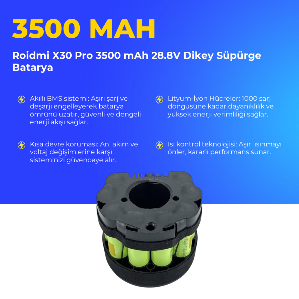 Roidmi X30 Pro 3500 mAh 28.8V Dikey Süpürge Batarya