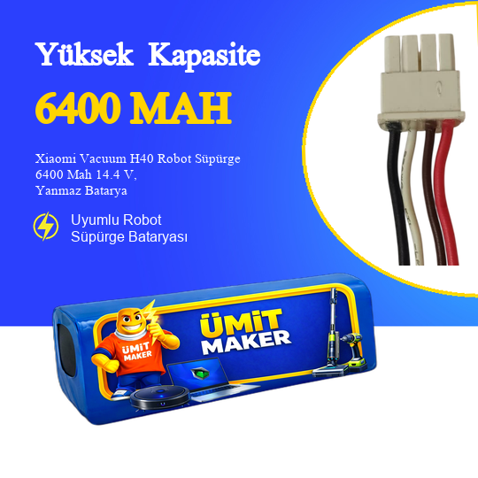 Xiaomi Vacuum H40 Robot Süpürge 6400 Mah 14.4 V, Yanmaz Batarya – Orjinal Uyumlu Uzun Ömürlü, Yüksek Performans Pil