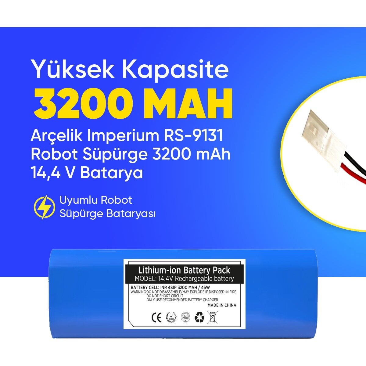Arçelik Imperium Rs - 9131 Robot Süpürge 3200 Mah Batarya