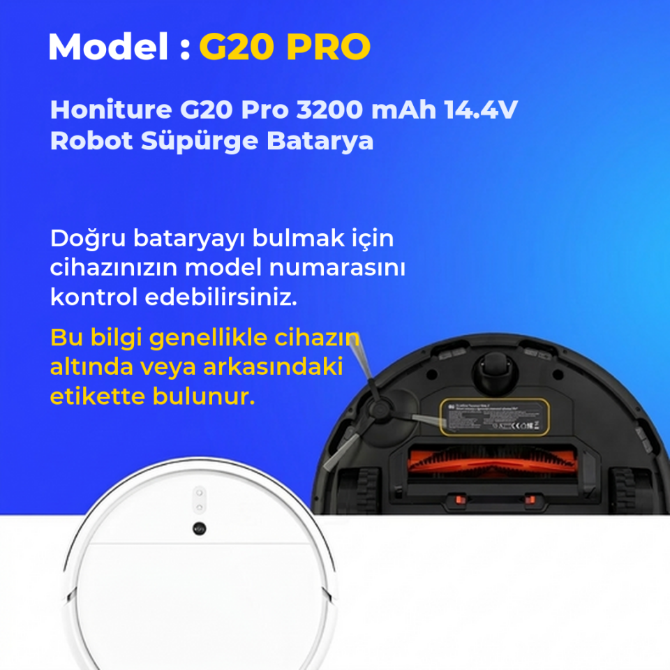 Honiture G20 Pro 3200 mAh 14.4V Robot Süpürge Batarya