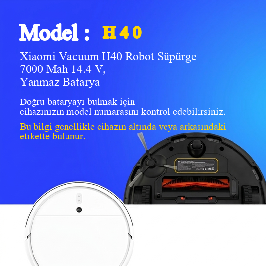 Xiaomi Vacuum H40 Robot Süpürge 7000 Mah 14.4 V, Yanmaz Batarya – Orjinal Uyumlu Uzun Ömürlü, Yüksek Performans Pil
