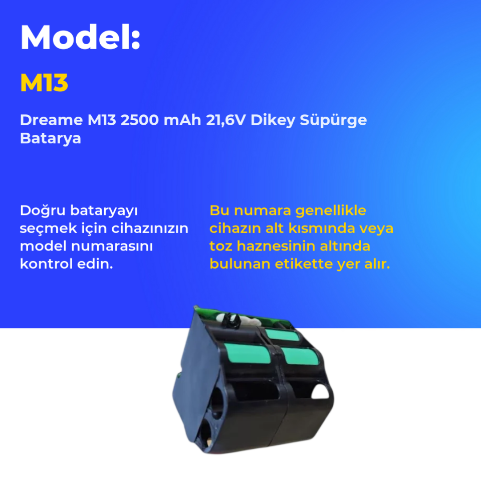 Dreame M13 2500 mAh 21,6V Dikey Süpürge Batarya